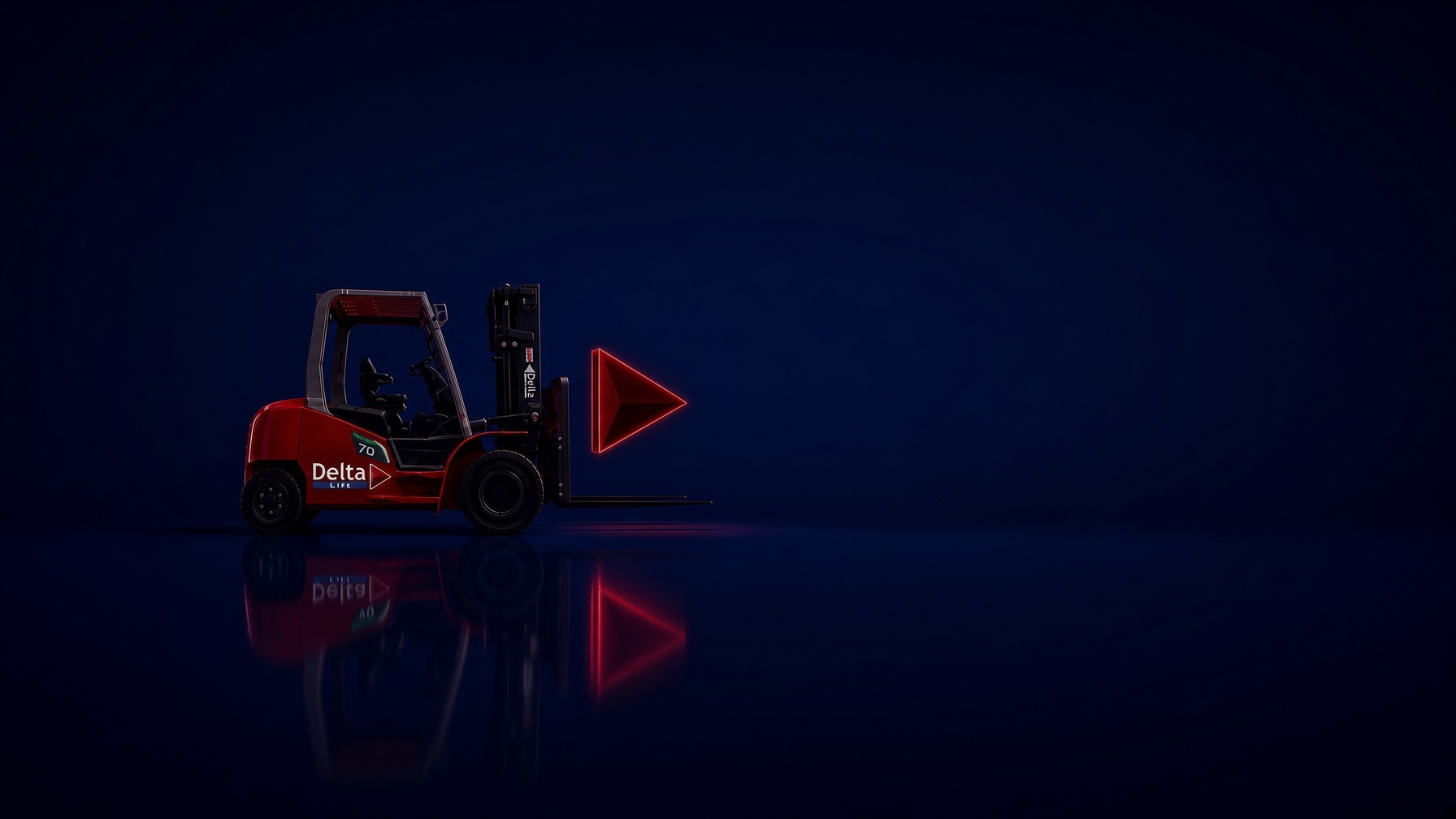 Forklift in warehouse aisle